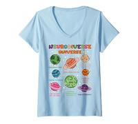 Donna Neurodivergent Planet Space Lover Toddler School Pre-K Maglietta con Collo a V