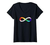 Donna Neurodivergente - Rainbow Infinity per l'orgoglio della neurodiversità Maglietta con Collo a V