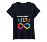 Donna Neurodiversity Neurodivergent Rainbow Affinity ADHD Autism Maglietta con Collo a V