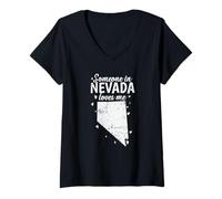 Donna Nevada Qualcuno in Nevada Mi AMA USA America Maglietta con Collo a V