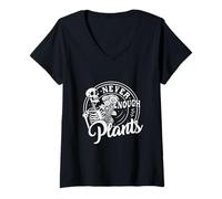 Donna Never Enough Plants - Scheletro alla moda Maglietta con Collo a V