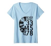 Donna Never Forget 33 45 78 Giri in Vinile Lover Gothic Skull Maglietta con Collo a V