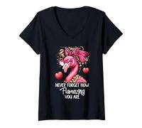 Donna Never Forget How Flamazing You Are Flamingo Amazing Teacher Maglietta con Collo a V