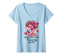 Donna Never Forget How Flamazing You Are Flamingo Teacher Amazing Maglietta con Collo a V