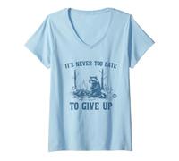 Donna Never Too Late To Give Up Maglietta con Collo a V