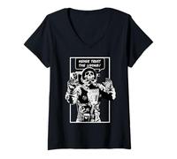 Donna Never Trust The Living Dead Goth Skull Astronauta Maglietta con Collo a V