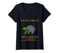 Donna New Jersey Territory Fruit Northern highbush mirtillo Maglietta con Collo a V
