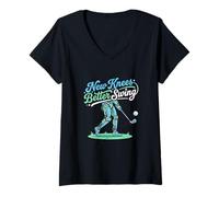 Donna New Knees Better Swing Pensionato Golfista Ginocchio Sostituzione Maglietta con Collo a V