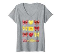 Donna New Mexico Coquette Bow Ragazze Maglietta con Collo a V