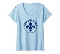 Donna New Orleans Good Times Fleur-de-Lis Maglietta con Collo a V