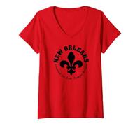 Donna New Orleans Good Times Fleur-de-Lis Maglietta con Collo a V
