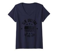 Donna New Orleans La Grande Facile Louisiana Maglietta con Collo a V