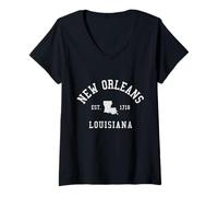 Donna New Orleans Louisiana Vintage Pride Maglietta con Collo a V