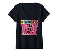 Donna New Pugs On The Block Funny Pug Owner Pop Culture Gift Maglietta con Collo a V