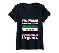 Donna New Syria Flag Proud Elegant Syrian Boyfriend Girlfriend Maglietta con Collo a V