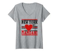 Donna New York AMA Zohran Mamdani Meme NYC Sindaco Grafico Maglietta con Collo a V