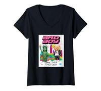 Donna New York City Baby Statue of Liberty Skyline Sketch Cartoon Maglietta con Collo a V