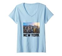 Donna New York City Skyline T-Shirt, New York Shirt, New York City Maglietta con Collo a V