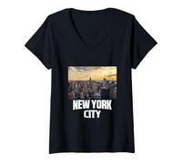 Donna New York City Skyline T-Shirt, New York Shirt, New York City Maglietta con Collo a V