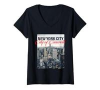 Donna New York City Skyline T-Shirt, New York Shirt, New York City Maglietta con Collo a V