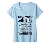 Donna New York Girl è Una Miscela Perfetta di Princess e Warrior Maglietta con Collo a V