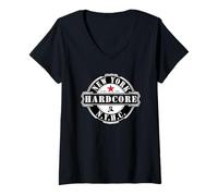 Donna New York Hard-Core NYHC USA Straight-Edge Musical Movimento Maglietta con Collo a V