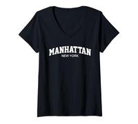 Donna New York Manhattan Maglietta con Collo a V