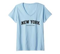 Donna New York Manhattan Maglietta con Collo a V