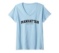 Donna New York Manhattan Maglietta con Collo a V