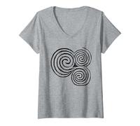 Donna Newgrange Celtic Triskelion | Design Simbolo Celtico Maglietta con Collo a V