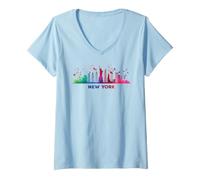 Donna newyorkesi, Orizzonte, colorito, Cityscape, New y Maglietta con Collo a V