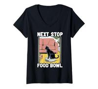 Donna Next Stop, Ciotola per Alimenti Cat Robot Aspirapolvere Cat Maglietta con Collo a V