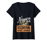Donna Niagara Falls Nature's Grandeur Viaggio Viaggio Souvenir Famiglia Maglietta con Collo a V