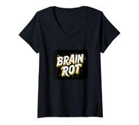 Donna Nice Brain Rot Statement Costume per Ragazzi e Ragazze Maglietta con Collo a V