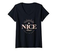 Donna Nice Côte d'Azur Francia | Nice France Modern Maglietta con Collo a V