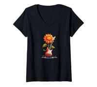 Donna Nice Sunflower Rock con Chitarra elettrica per Ragazzi e Ragazze Maglietta con Collo a V