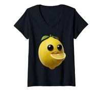 Donna Niche Fruits Funny Lemon Meme Brainrot Surreale Maglietta con Collo a V