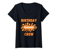 Donna Nickelodeon Birthday Crew Splat Maglietta con Collo a V