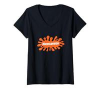 Donna Nickelodeon Classic Orange Splat Bold Retro Logo Art Maglietta con Collo a V