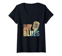 Donna Nient'altro Che Blues Music Tromba Maglietta con Collo a V