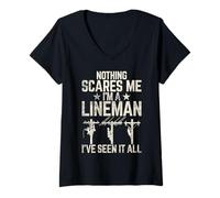 Donna Niente Mi spaventa, Sono Un Lineman, Ho Visto Tutto Lineman Maglietta con Collo a V
