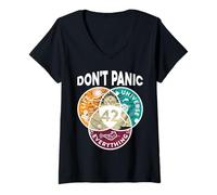 Donna Niente panico La Risposta a Life Universe Everything 42 Funny Maglietta con Collo a V
