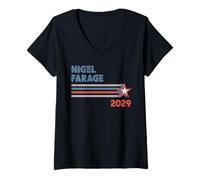 Donna Nigel Farage 2029 per Le Elezioni Generali del Primo Ministro nel Regno Unito Maglietta con Collo a V