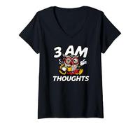 Donna Night Owl Overthinker 3 AM Thoughts Coffee Maglietta con Collo a V