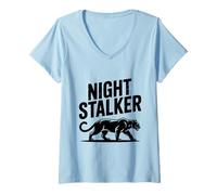 Donna Night Stalker Panther per misteriosi Amanti degli Animali Maglietta con Collo a V
