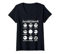 Donna Nightmare Before The Christmas Many Faces Maglietta con Collo a V