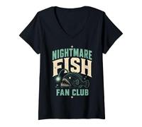 Donna Nightmare Fish Fan Club Humor Deep Sea Nerd Quote Maglietta con Collo a V
