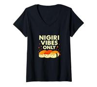 Donna Nigiri Vibes Solo Carino Sushi Umorismo Maglietta con Collo a V