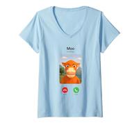 Donna NIU Lai Moo Chiama Meme virale della Mucca Cinese Maglietta con Collo a V