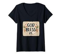 Donna Nizza Dio Ci benedica Discorso Costume Maglietta con Collo a V